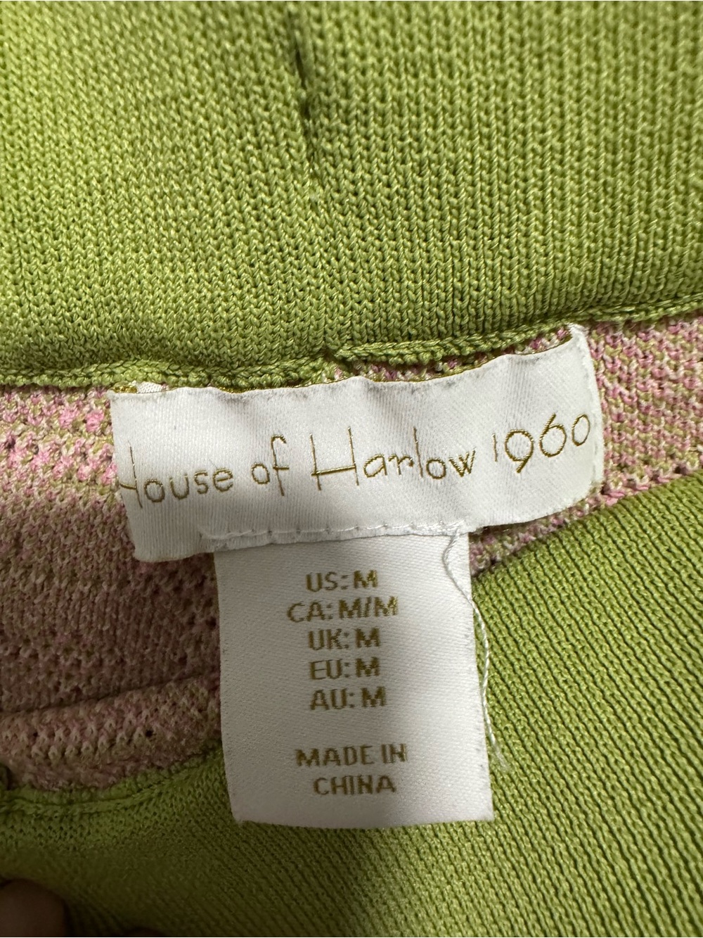 EUC-House of Harlow 1960 Pink and Green Knit Pants. Size M - Picture 7 of 7